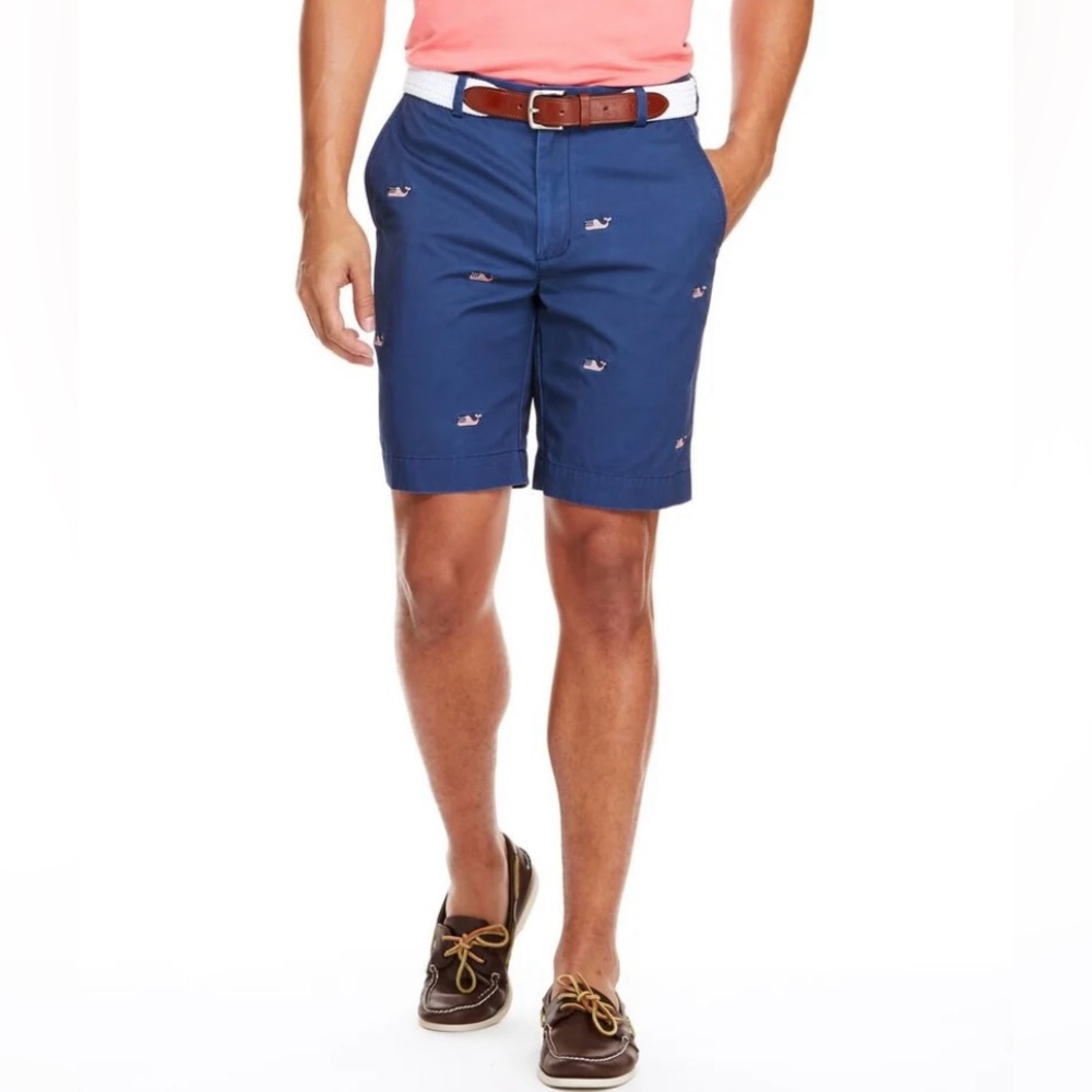Vineyard Vines Patriotic American Flag USA Whale Embroidered Breaker Shorts 33